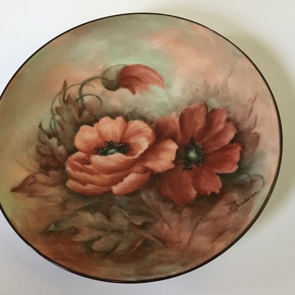 Hand  Painted Floral Plate - Picture 3 of 4